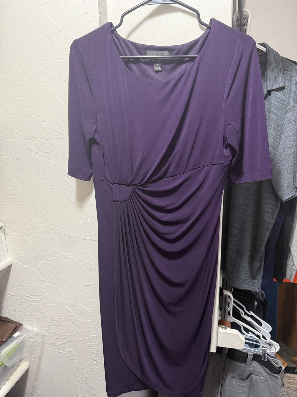 Elegant Purple Draped Midi Dress